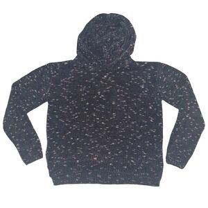 DKNY Knit Sweater Hoodie Marbled Pullover Textured Hood Ribbed Hem Pink Accents